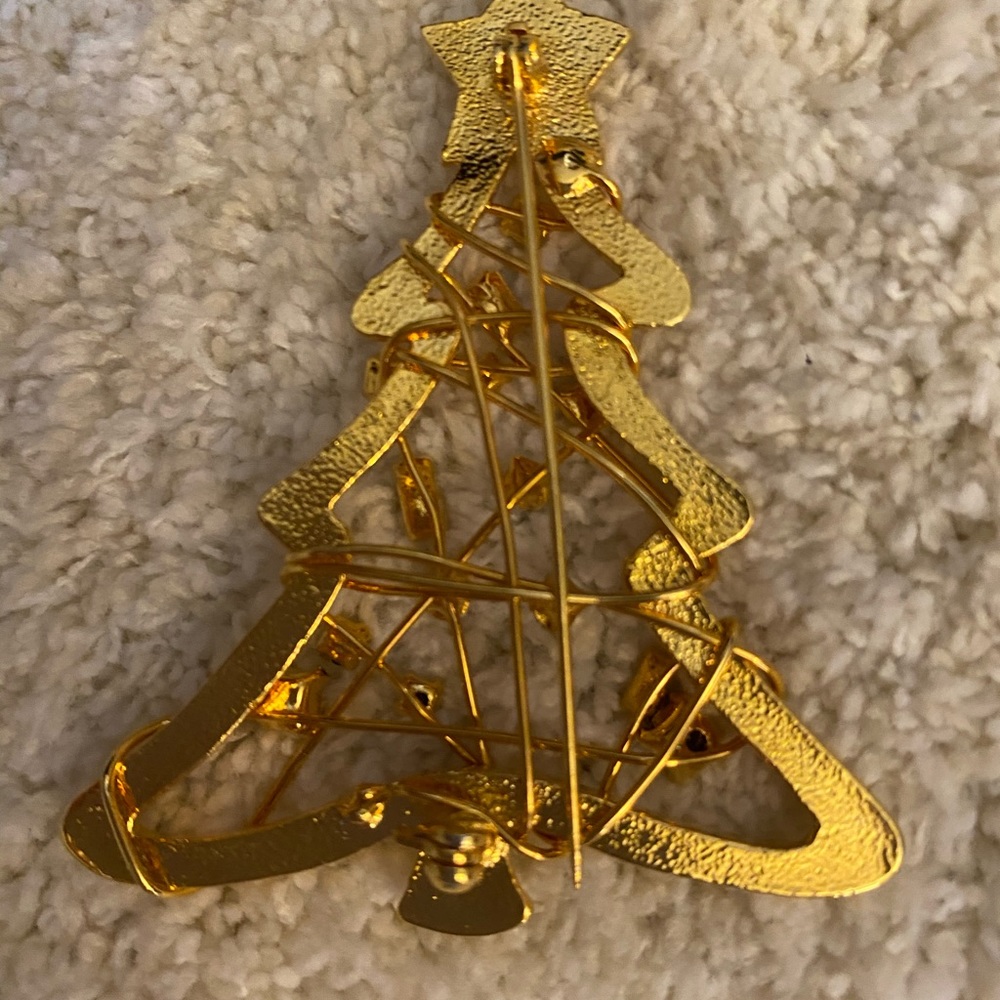 ⚫️ Christmas Tree brooch vintage gold toned - Picture 6 of 6